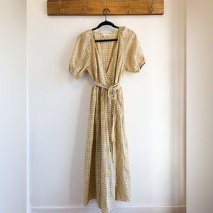 Topshop Gingham Wrap Midi Dress
